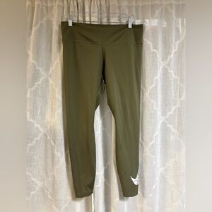 Womens Nike Dri-Fit One Mid-Rise TighT Leggings Green Size XL NIKE LOGO PANTS